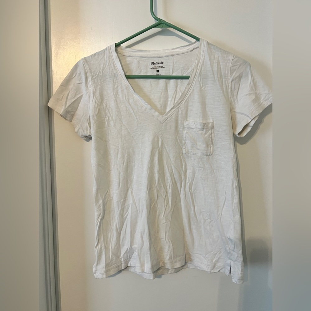 White madewell pocket v neck tee - small